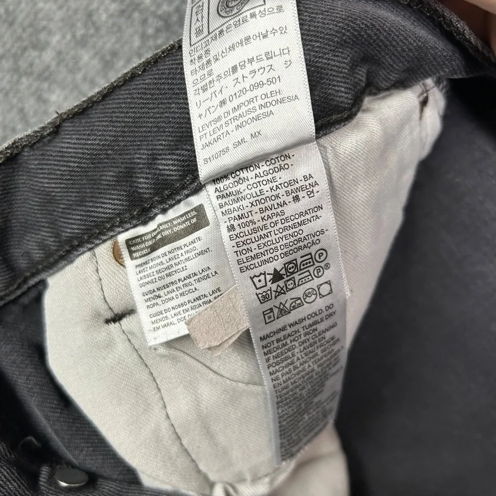 Levi's 501 Original Jeans Men's Faded Black Denim Mid Rise Straight Fit - 34X32